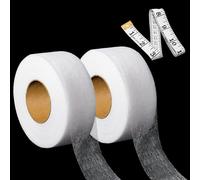 WLUOS 2 Rotoli Orlo Svelto Termoadesivo Forte 128M Nastro Termoadesivo Senza Cuciture Resistente al Lavaggio con Metro a Nastro per Jeans Gonne Tende Vestiti (40 mm di Larghezza)