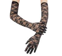 WLVinson 1 paio di guanti lunghi da donna, in pizzo, colore nero, con semi di colore nero, eleganti gloves, per anni '20, matrimoni, balli, da sposa, per feste di tè, Guanti in pizzo bianco, lunghi