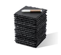 WLWNWFT Set di 16 sottobicchieri in ardesia, 10 x 10 cm, sottobicchieri in ardesia, rettangolari, in vetro, sottobicchieri in pietra, colore nero