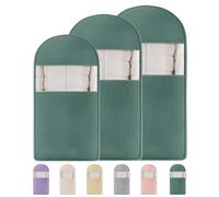 WLXFF Borsa Porta Abiti Salvaspazio con Cerniera Autocompressiva, Copriabiti Antipolvere, Custodia Porta Abiti, Copriabiti Antipolvere Trasparenti, per Abiti, Vestiti, Cappotti,Verde,M+L+XL
