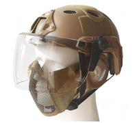 WLXW Casco Airsoft PJ Type Fast - Con Visiera Protettiva Maschera Mezza Faccia Rete Con Protezione Inferiore Copriorecchie For Giochi Caccia Cosplay CS(TAN)