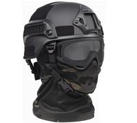 WLXW Casco Tattico Airsoft MICH - Con Passamontagna Elastico In Rete E Occhiali Antiappannamento, Protezione Completa For Il Viso For Giochi Di Caccia E Cosplay CS(BK)
