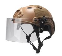 WLXW Casco tattico MICH Fast - Con visiera trasparente, visiera protettiva, occhiali scorrevoli, guida laterale e supporto NVG for Airsoft, Paintball, CS, giochi di guerra, sport all'aria aperta(TAN)