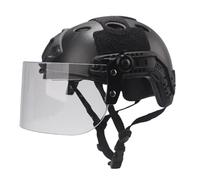 WLXW Casco tattico MICH Fast - Con visiera trasparente, visiera protettiva, occhiali scorrevoli, guida laterale e supporto NVG for Airsoft, Paintball, CS, giochi di guerra, sport all'aria aperta(BK)