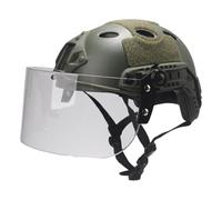 WLXW Casco tattico MICH Fast - Con visiera trasparente, visiera protettiva, occhiali scorrevoli, guida laterale e supporto NVG for Airsoft, Paintball, CS, giochi di guerra, sport all'aria aperta(RG)