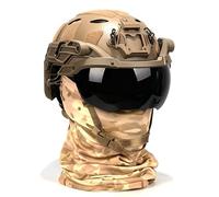 WLXW Casco Tattico Softair Con Guide Laterali, Visiera For Cuffie Militari, Copricasco Mimetico, Luce Segnalazione, Passamontagna Paintball(TAN-A)