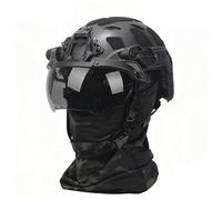 WLXW Casco Tattico Softair Con Guide Laterali, Visiera For Cuffie Militari, Copricasco Mimetico, Luce Segnalazione, Passamontagna Paintball(BK A)