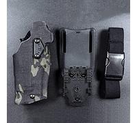 WLXW Fondina Tattica Airsoft Fondina Softair per Destrorsi per Glock 17/19 Compatibile con Fondina per Luci X300 QLS Adattatore per Montaggio Rapido Leg Shroud Drop,Bcp