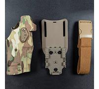 WLXW Fondina Tattica Airsoft Fondina Softair per Destrorsi per Glock 17/19 Compatibile con Fondina per Luci X300 QLS Adattatore per Montaggio Rapido Leg Shroud Drop,CP