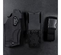 WLXW Fondina Tattica Airsoft Fondina Softair per Destrorsi per Glock 17/19 Compatibile con Fondina per Luci X300 QLS Adattatore per Montaggio Rapido Leg Shroud Drop,Nero
