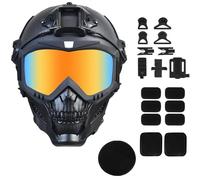 WLXW Maschera Softair Integrale - Occhiali Antiappannamento Staccabili, Protezione For Gli Occhi Casco Tattico Softair Con Manopola Regolabile For CS, Caccia, Cosplay, Uomini(Blue Lens)