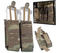 WLXW Porta Caricatore Doppio For Pistola 9 Mm, Borsa Con Clip Doppia 2.0, Adatta For Sistema Molle Borsa For Accessori Cintura Caccia For CS Airsoft, Tiro Segno, Paintball(TAN)