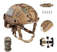 WLXW Set Caschi Softair, Casco Veloce Con Custodia For Contrappeso Copertura, Attrezzatura Tattica Regolabile For Esterni, For Cosplay, Paintball, Caccia, CS(TAN)