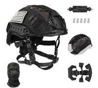WLXW Set Caschi Softair, Casco Veloce Con Custodia For Contrappeso Copertura, Attrezzatura Tattica Regolabile For Esterni, For Cosplay, Paintball, Caccia, CS(BK)