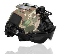 WLXW Set Caschi Softair Leggeri, Regolabili Veloci Con Supporto NVG Multifunzionale, Occhiali Protettivi Antiurto X800 Torcia Tattica Luminosa For Attrezzatura Caccia Paintball CS
