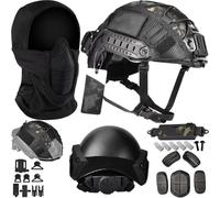 WLXW Set Di Maschera Passamontagna In Rete For Casco Da Softair - Con Contrappeso For Casco E Custodia For Batteria For CS, Cosplay, Paintball, Caccia(BK)