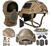 WLXW Set Di Maschera Passamontagna In Rete For Casco Da Softair - Con Contrappeso For Casco E Custodia For Batteria For CS, Cosplay, Paintball, Caccia(TAN)