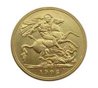 WLZQELVCF 9 repliche di Monete Commemorative da 1 sovrana d'oro Britannica del 1902-1910, 1902