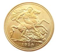 WLZQELVCF sterlina d'oro Britannica 1911-1919 7 repliche di Monete Commemorative, 1914