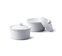 WM Bartleet & Sons 1750 set di 2 tradizionale porcellana Deep stampini con coperchi, bianco, Set of 2-7.5x7.5x6cm