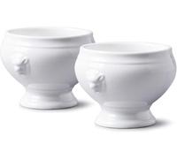 WM Bartleet & Sons 1750 TSET120 Set di 2 Ciotole Tradizionali in Porcellana con Testa di Leone, per zuppa di cipolle e stufati, 350 ml, Colore: Bianco
