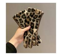 WMAMBZNDHP Guanti con stampa leopardata for il ciclismo invernale, guanti da guida caldi e resistenti al freddo donna for auto elettriche, antivento morbidi(Coffee)