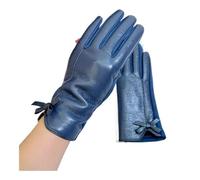 WMAMBZNDHP Guanti invernali da donna in pelle PU, guanti guida caldi in con fiocco for touchscreen e messaggi di testo, for esterni(Blue)