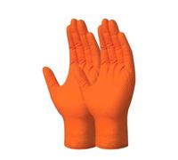 WMAMBZNDHP Guanti monouso in nitrile arancione, resistenti, industriali, con texture a rombi rialzati, guanti da lavoro di sicurezza senza lattice, for meccanici(Orange M,1PC)