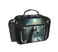 WMASTNjgdA Borsa termica per il pranzo con stampa 3D con drago e giraffa ibrida personalizzata per donne e uomini, borsa portatile per il trasporto a mano per lavoro, ufficio, resistente alle perdite