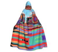 WMASTNjgdA Colorato futurismo distopico unico poncho scialle oscurità - Coperta indossabile personalizzabile per donne, accessorio perfetto per costumi di Halloween, cavaliere, Akatsuki e altro ancora