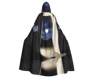 WMASTNjgdA La luce della luna brilla sul corridoio Unique Darkness Poncho Scialle - Coperta indossabile personalizzabile per donne, accessorio perfetto per costumi di Halloween, cavaliere, Akatsuki e