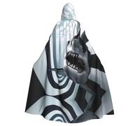 WMASTNjgdA Scialle poncho 2D Shark Unique Darkness - Coperta indossabile personalizzabile per donne, accessorio perfetto per costumi di Halloween, cavaliere, Akatsuki e altro ancora