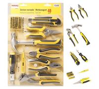 WMC Tools Set di attrezzi completo da 49 pezzi: kit di attrezzi fai da te indispensabile per la manutenzione di casa, garage e auto, con cacciavite a cricchetto, punte, chiavi a bussola, martello