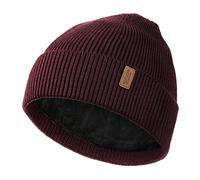 Wmcaps Beanie Hat, Cappello da Uomo Invernale Caldo Unisex Cappello Invernale Lavorato a Maglia Cappello in Lana Morbida Elastica con Polsino e Fodera Spessa e Calda Regalo (Rosso Borgogna)
