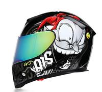 WMDMJT Casco Moto Integrale per Adulti, Casco Modulare Omologato ECE con Doppia Visiera, Calotta Leggera in ABS per Uomo E Donna, per Strada, Touring, Scooter,White1-L