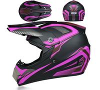 WMDMJT Casco Motocross Integrale per Adulti Giovani ATV Moto MTB con Occhiali Maschera Guanti, Leggero Ventilato per Gare Fuoristrada Enduro Cross E Mountain Bike,Purple-S