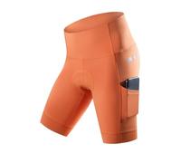 WMDMJT Pantaloncini Ciclismo Donna con Imbottitura in Gel 5D E Tasche - Short Antiscivolo Traspirante per MTB, Bici da Corsa, Moto E Sport all’Aperto,Orange-S