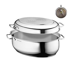 WMF 0788009990 - Rostiera in Cromargan: acciaio INOX 18/10, con coperchio utilizzabile come padella