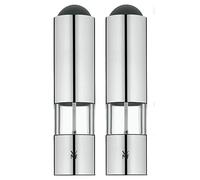 WMF 2 - Macinasale Elettrico per Sale e Pepe con batterie, in Acciaio Inox e Vetro Acrilico
