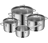 WMF Astoria - Batteria da cucina a 4 pezzi, pentole alte con coperchi (16/24 cm), pentola bassa con coperchio (20 cm), casseruola (16 cm), Cromargan acciaio inox lucido, adatto per induzione