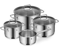 WMF Astoria - Batteria da cucina a 4 pezzi, pentole alte con coperchi (16/24 cm), pentola bassa con coperchio (20 cm), casseruola (16 cm), Cromargan acciaio inox lucido, adatto per induzione