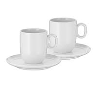 WMF Barista - Set di 4 tazze da caffè da 170 ml, con piattini per caffè, in porcellana, lavabile in lavastoviglie, colore: Bianco