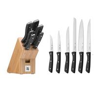 WMF Ceppo portacoltelli con set di coltelli da cucina con portacoltelli, 6 coltelli affilati, blocco di bambù, lama speciale in acciaio