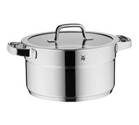 WMF Compact Cuisine - Pentola grande 24 cm, coperchio in vetro, pentola per carne a induzione 5,6 l, acciaio inox Cromargan lucido, scala interna, impilabile, non rivestita