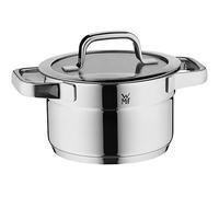 WMF Compact Cuisine - Pentola piccola 16,5 cm, coperchio in vetro, per carne a induzione, 2 l, acciaio INOX Cromargan lucido, scala interna, impilabile, non rivestita