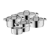 WMF Compact Cuisine - Set di pentole a induzione, 5 pezzi, con coperchio in vetro, in acciaio inox Cromargan lucidato, non rivestito, scala interna
