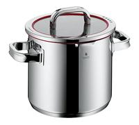 WMF Function 4 Pentola per zuppa di verdure a induzione, 20 cm, coperchio in vetro, pentola grande 5,3 l, acciaio inox Cromargan lucido, 4 funzioni di versamento, scala interna, rosso