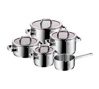 WMF Function 4 Set di Pentole Induzione e Gas in Acciaio Inox 18/10 Cromargan, 5 pezzi, Fondo Transtherm Triplo Strato, Batteria Pentole con 5 Pentole e 4 Coperchi