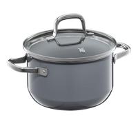 WMF Fusiontec Essential - Pentola piccola da 16 cm, coperchio in vetro, per carne a induzione, 2 l, piccola pentola in ceramica high-tech, antigraffio, non rivestita, colore: grigio, made in Germany