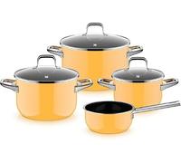 WMF Fusiontec Essential Pro 0521455290 - Set di 4 pentole a induzione, in materiale resistente ai graffi, per tutti i piani cottura, made in Germany, giallo mango